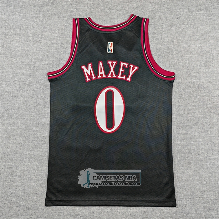 Camiseta Nino Philadelphia 76ers Tyrese Maxey NO 0 Classia 2025-26 Negro